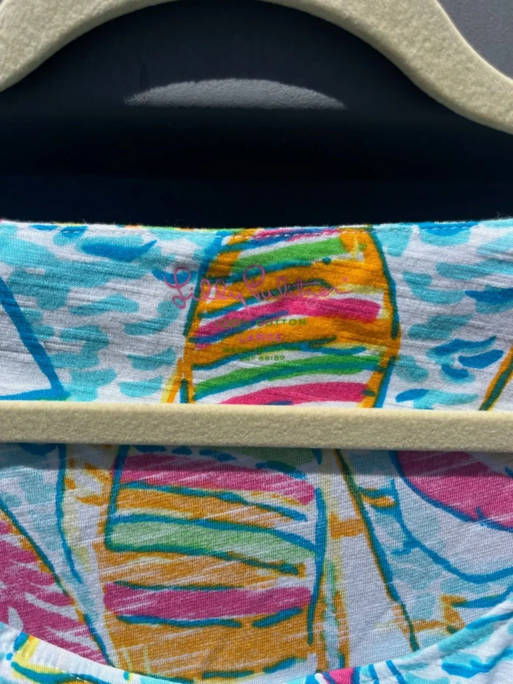 Lily Pulitzer Bright Sailboat Print Tunic dress- Aqua Base with Multicolor Sails - Picture 3 of 6